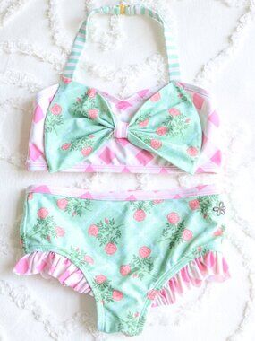 Matilda Jane | Gingham Ruffle Floral Bow Sandcastle & Swim in Halter Two Piece 8
